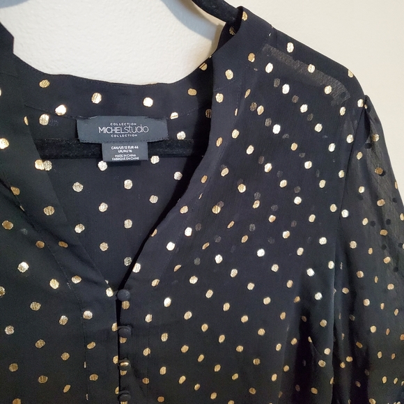 ✨️2/$20 Long-Sleeve Gold Dot Blouse - Picture 2 of 5